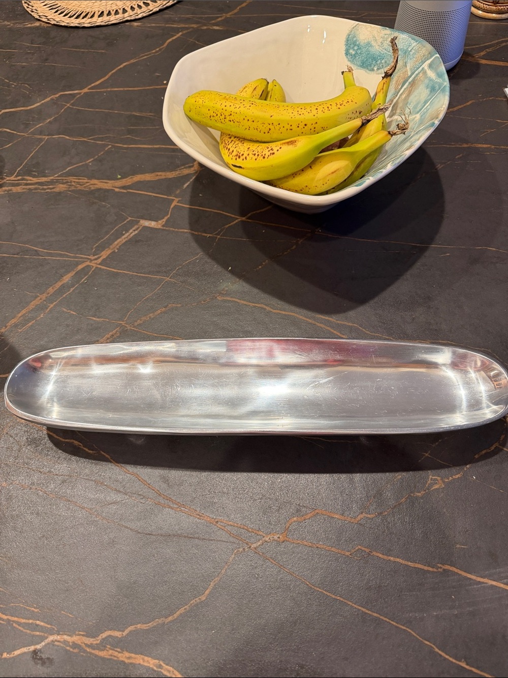 Polished Pewter Decorative Metal Tray - Silver